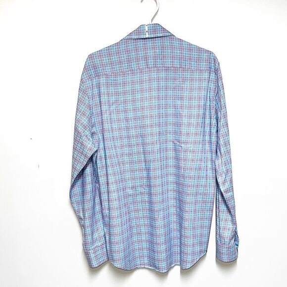 NWOT Robert Graham Button Down Plaid Blue Pink White Print Shirt Mens Sz XL - Picture 2 of 5
